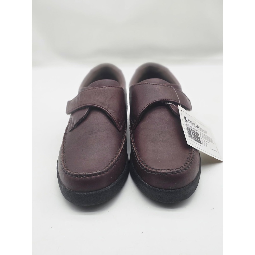 Deer Stags Oxford Shoes Mens Size 8D Brown New Hook and Loop Leather 001124